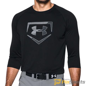 [Under Armour] 언더아머 UA 플레이트 로고 7부 반팔 루즈핏 티셔츠 619-001 블랙