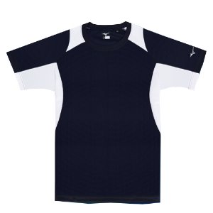 [MIZUNO] 미즈노 배색 반팔 베이스볼 하계티셔츠 9014 네이비