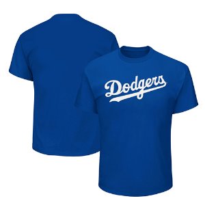 [Majestic] 마제스틱 2019년 MLB 어센틱 베이스볼 반팔 티셔츠 LA 다저스&amp;자수로고 블루