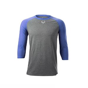 [Evo shield] 이보쉴드 로고 리브크루넥 헤더 릴랙스핏 나그랑 3/4 슬리브 셔츠 6000804 블루